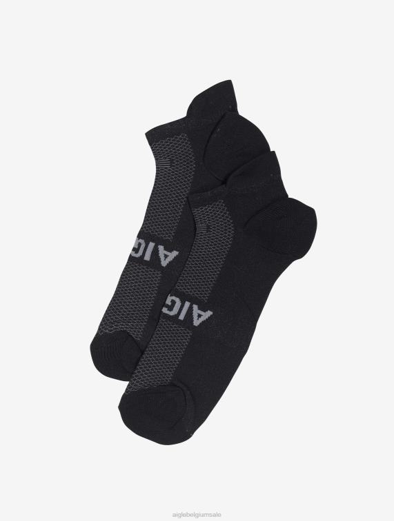 Heren accessoires zwart Aigle lage jacquardsokken met versteviging J404Z398