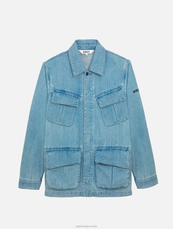 Heren kleren denim licht bleekmiddel Aigle halflang denim safari-jack J404Z204