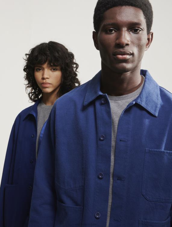 Heren kleren encreblauw Aigle middellange werkjas J404Z180