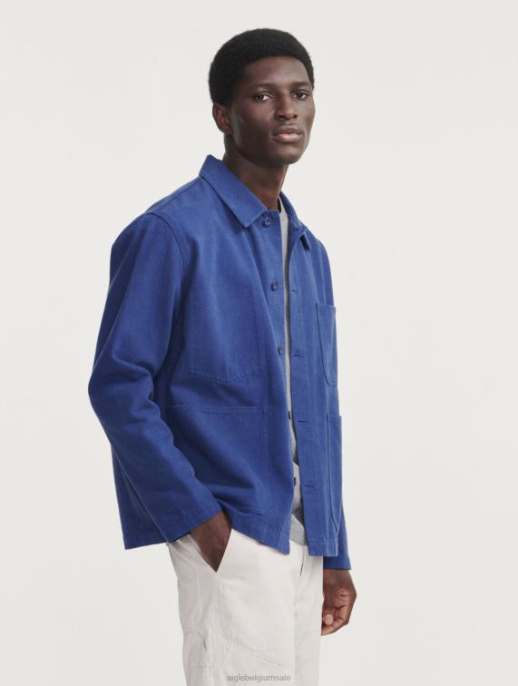 Heren kleren encreblauw Aigle middellange werkjas J404Z180