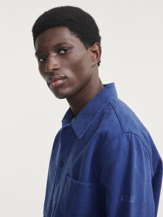 Heren kleren encreblauw Aigle middellange werkjas J404Z180