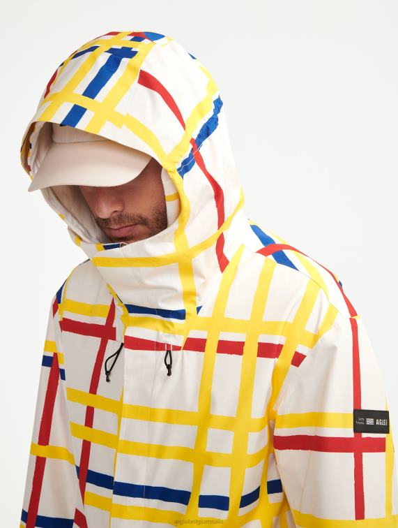 Heren kleren mondriaan Aigle x Centre Pompidou lange fishtail mtd met capuchon J404Z181