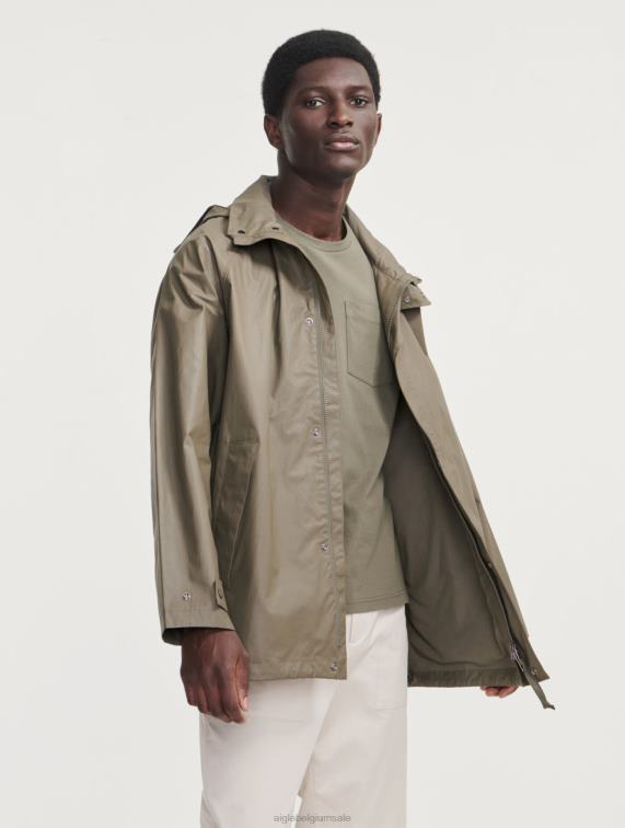 Heren kleren staartlis Aigle halflang gecoat jack met capuchon J404Z207