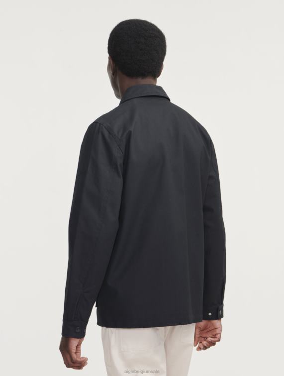 Heren kleren zwart Aigle kort gecoat safarijack J404Z185