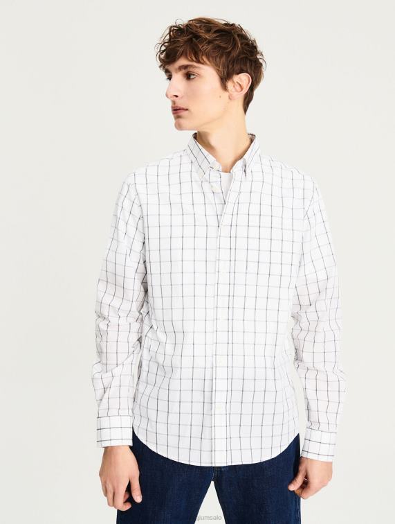 Heren kleren blanco ch Aigle geruit overhemd J404Z104