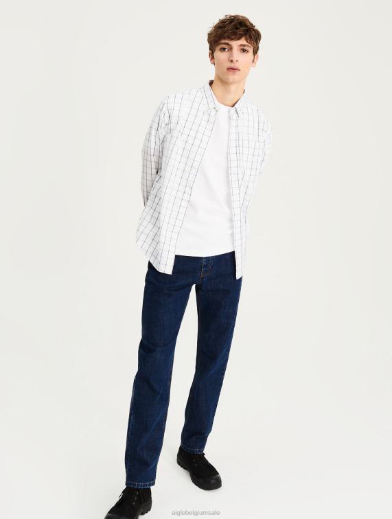 Heren kleren blanco ch Aigle geruit overhemd J404Z104