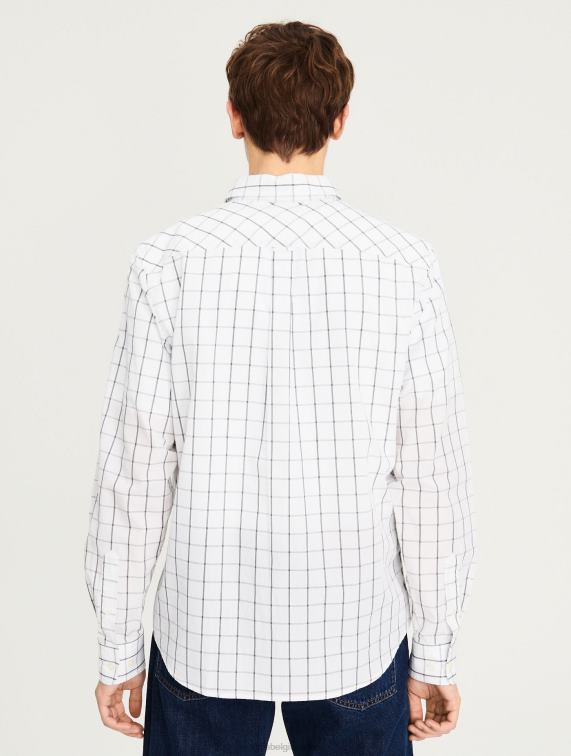 Heren kleren blanco ch Aigle geruit overhemd J404Z104