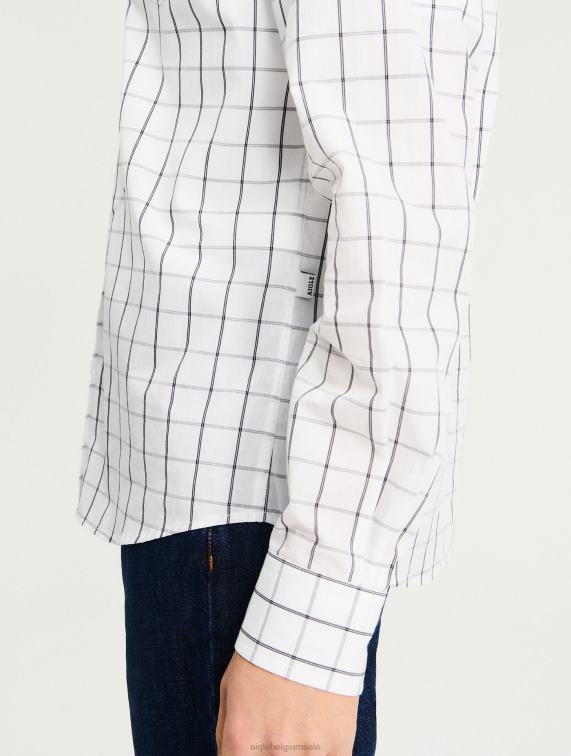 Heren kleren blanco ch Aigle geruit overhemd J404Z104