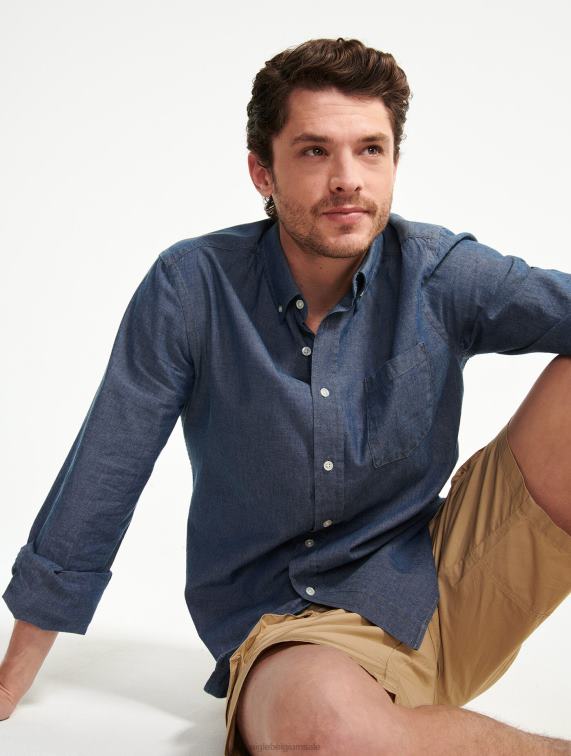 Heren kleren chambray Aigle chambray overhemd met lange mouwen J404Z140