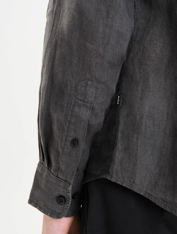 Heren kleren houtskool Aigle linnen overhemd J404Z89