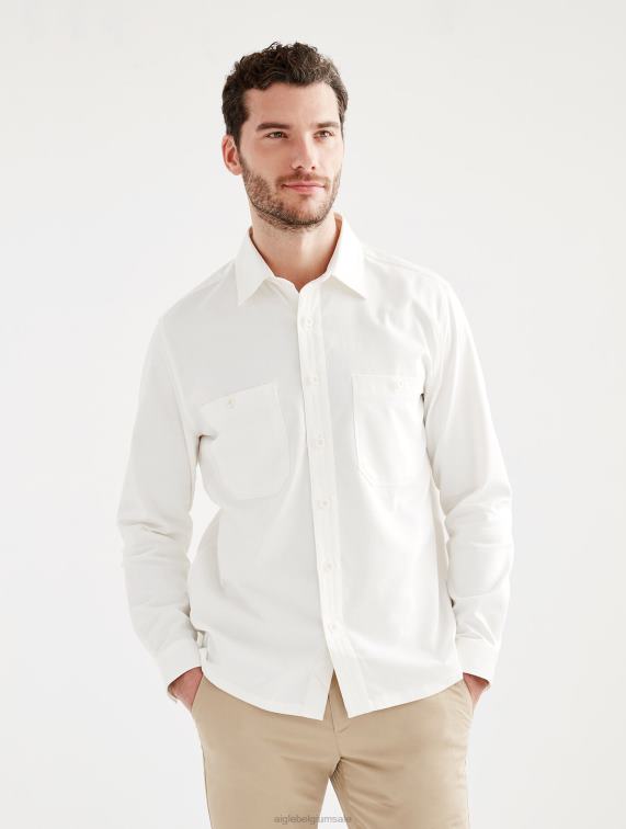 Heren kleren lag Aigle katoen/linnen overshirt met lange mouwen J404Z126