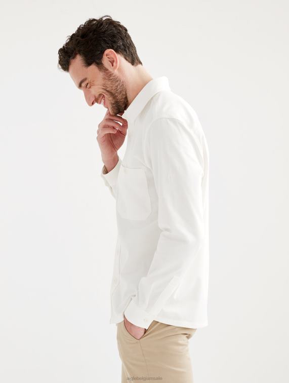 Heren kleren lag Aigle katoen/linnen overshirt met lange mouwen J404Z126