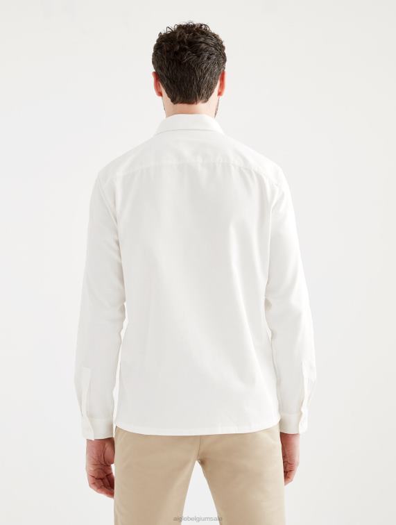 Heren kleren lag Aigle katoen/linnen overshirt met lange mouwen J404Z126