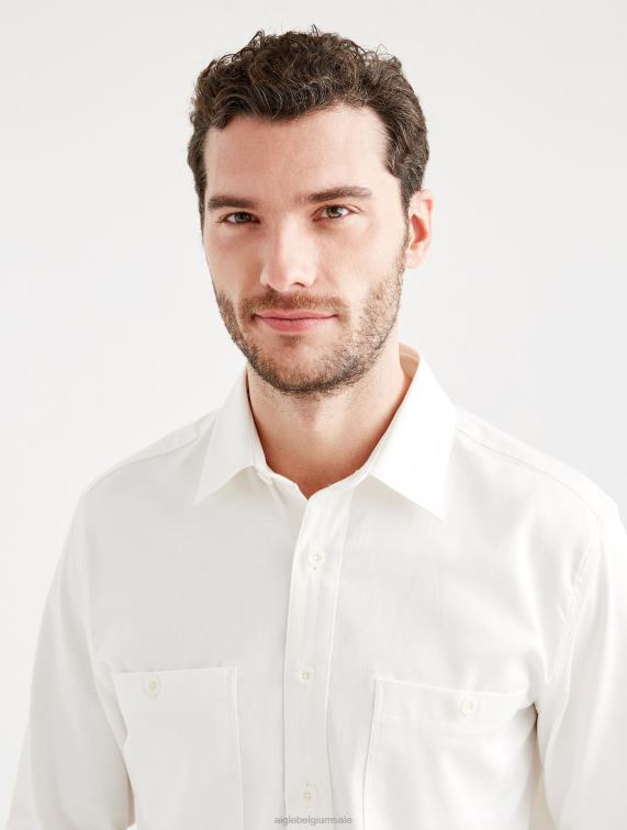 Heren kleren lag Aigle katoen/linnen overshirt met lange mouwen J404Z126