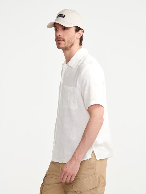 Heren kleren lag Aigle katoenen gasshirt met korte mouwen J404Z153