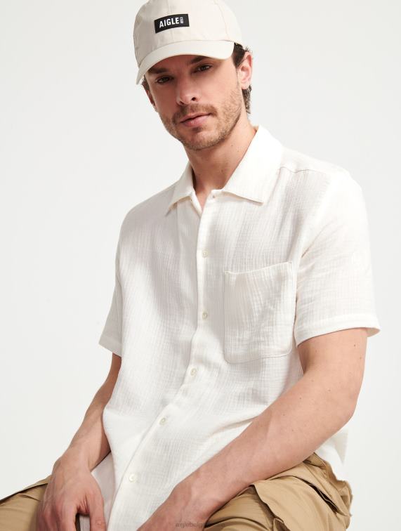 Heren kleren lag Aigle katoenen gasshirt met korte mouwen J404Z153