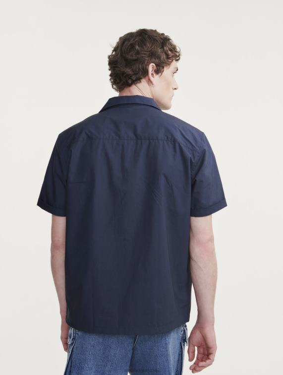 Heren kleren rijk Aigle militair overhemd met korte mouwen J404Z49