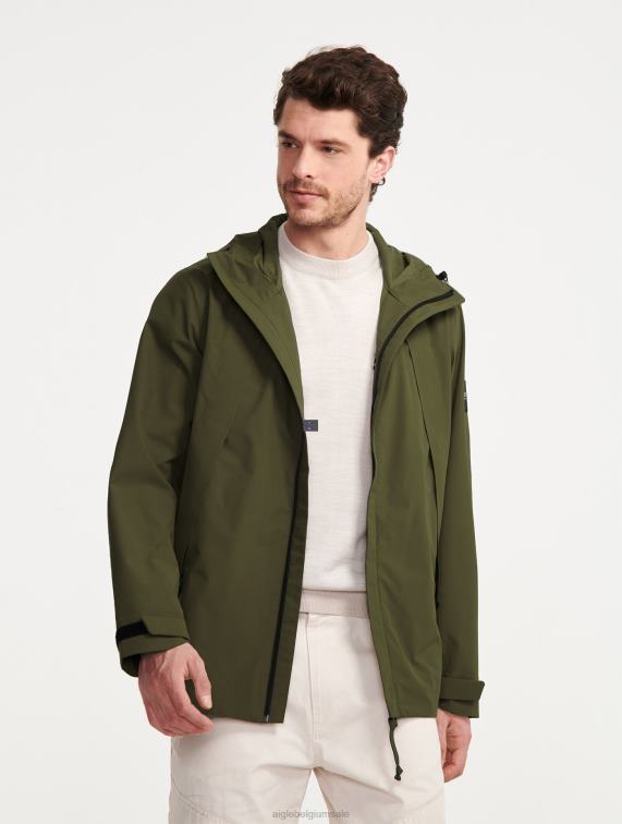 Heren kleren kaki Aigle middellange mtd parka met capuchon J404Z178