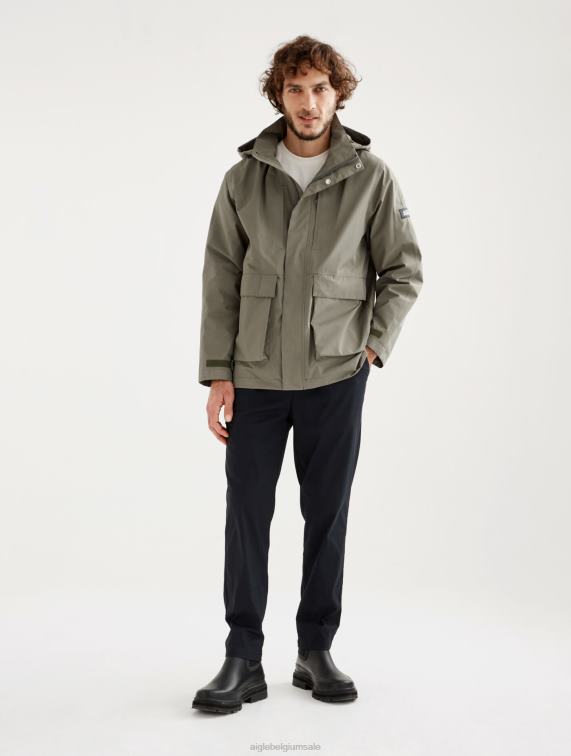 Heren kleren taillis i Aigle Gore-tex korte parka met afneembare capuchon J404Z169