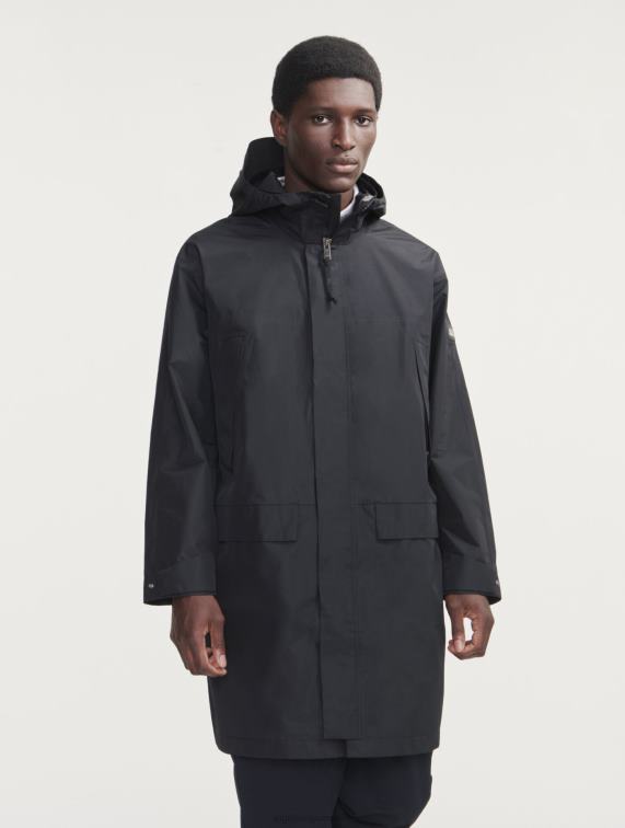 Heren kleren zwart Aigle lange gore-tex paclite parka met dubbele capuchon J404Z158