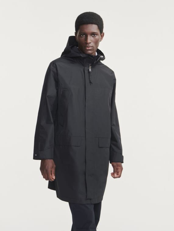 Heren kleren zwart Aigle lange gore-tex paclite parka met dubbele capuchon J404Z158