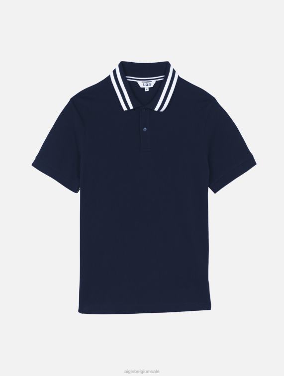 Heren kleren rijk Aigle Poloshirt met korte mouwen en dubbele bandkraag J404Z2