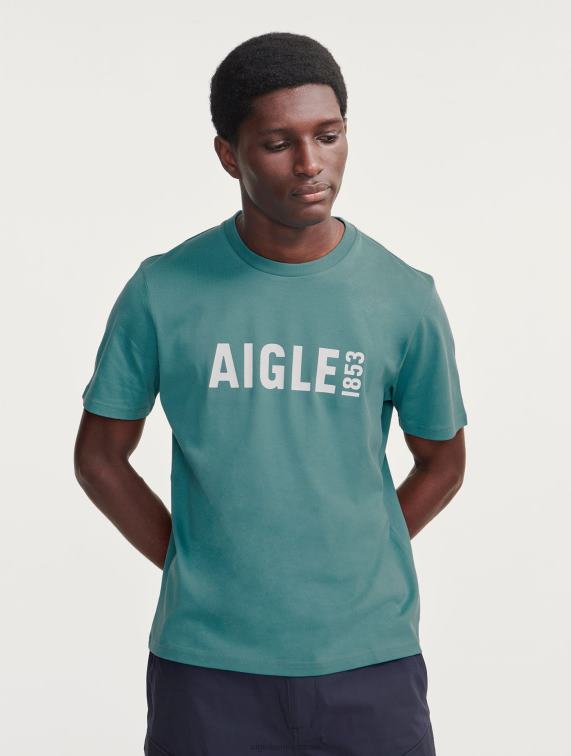 Heren kleren waterkracht Aigle bedrukt pyratex t-shirt met ronde hals J404Z70