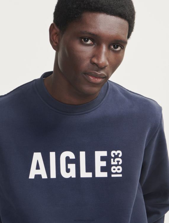 Heren kleren rijk Aigle Sweatshirt met geborstelde print en ronde hals J404Z26