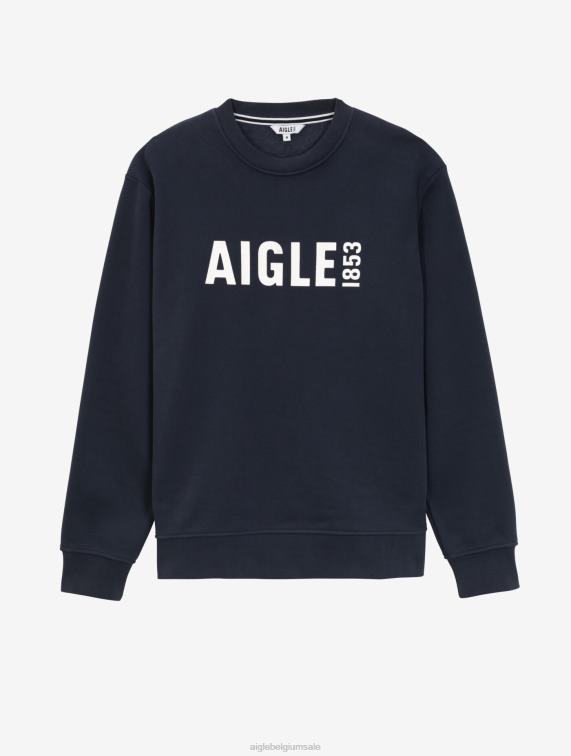Heren kleren rijk Aigle Sweatshirt met geborstelde print en ronde hals J404Z26