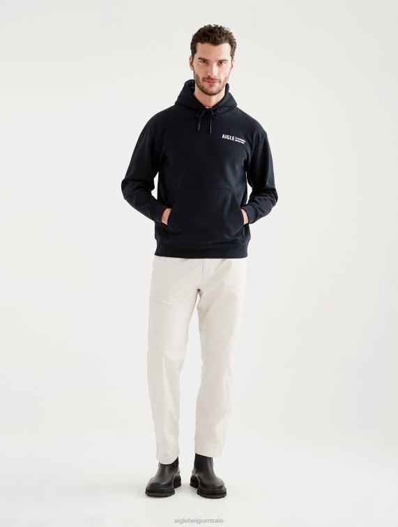 Heren kleren zwart Aigle sweatshirt met capuchon en print J404Z38