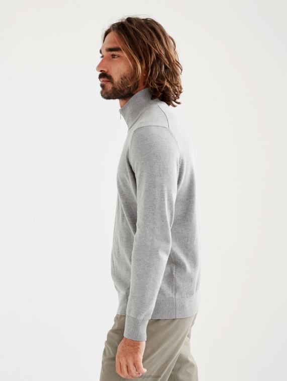 Heren kleren grijs gemêleerd Aigle Fijngebreide trui met halve rits en hoge hals J404Z106