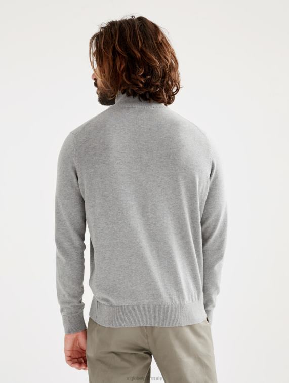 Heren kleren grijs gemêleerd Aigle Fijngebreide trui met halve rits en hoge hals J404Z106