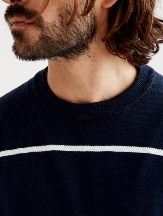 Heren kleren imperium st Aigle Gemaakt in Frankrijk, fijne matrozentrui met ronde hals J404Z83