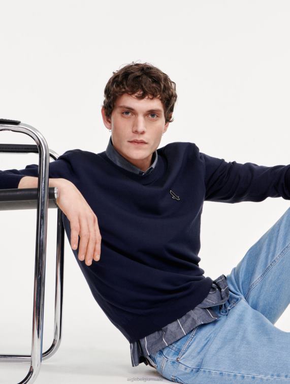 Heren kleren rijk Aigle Fijnmazige trui met ronde hals J404Z151