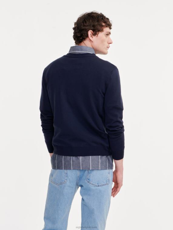 Heren kleren rijk Aigle Fijnmazige trui met ronde hals J404Z151