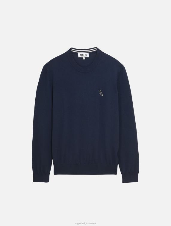 Heren kleren rijk Aigle Fijnmazige trui met ronde hals J404Z151