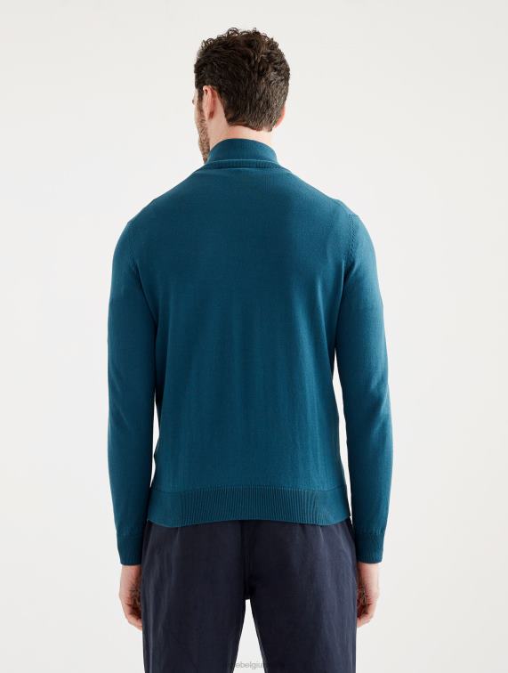 Heren kleren stormblauw Aigle Fijngebreide trui met halve rits en hoge hals J404Z29