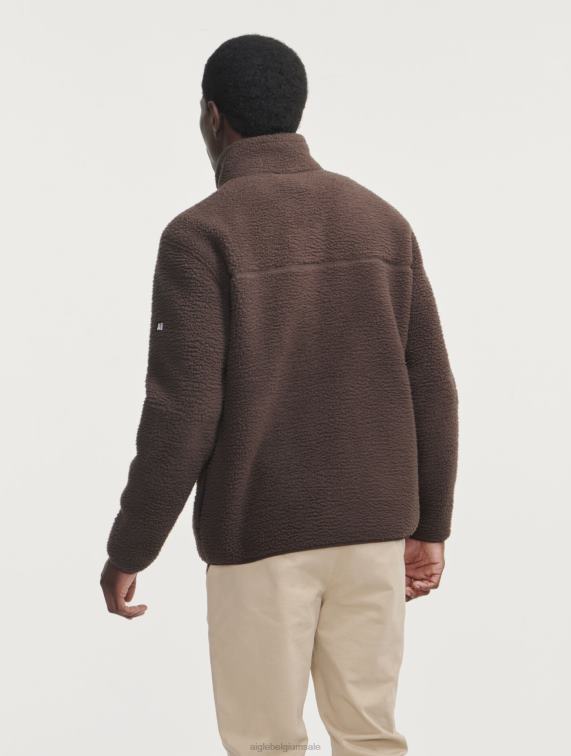 Heren kleren cacao Aigle sherpa-fleece met rits J404Z6