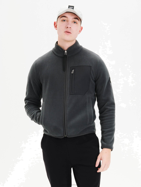 Heren kleren houtskool Aigle tijdloos fleecejack J404Z139