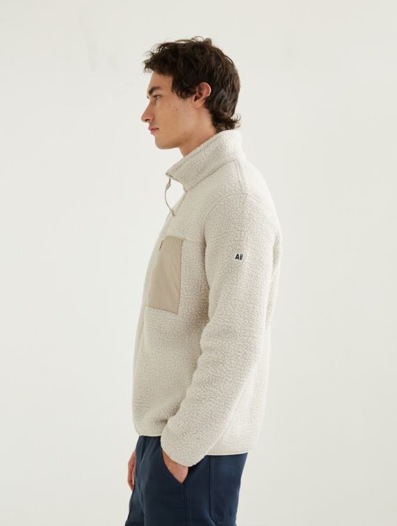 Heren kleren sabel Aigle sherpa-fleece met rits J404Z28