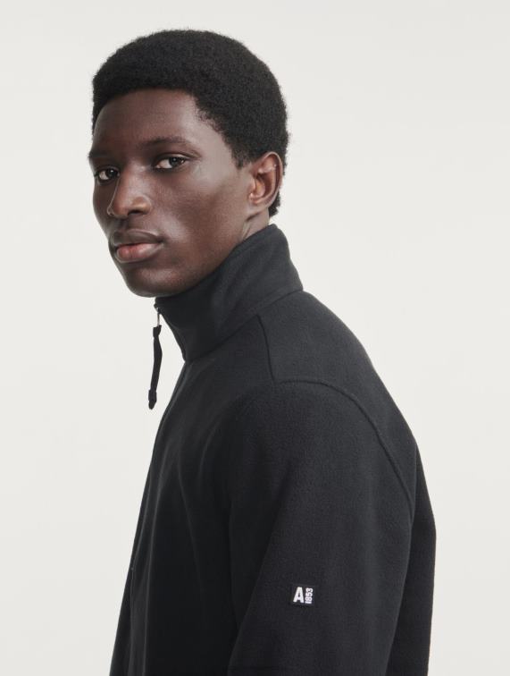 Heren kleren zwart Aigle microvezelfleece met ritssluiting J404Z18