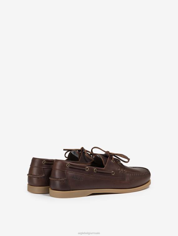 Heren schoenen marron Aigle leren bootschoen J404Z329
