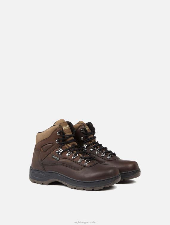 Heren schoenen marron Aigle enkelwandelschoenen rundleer J404Z310