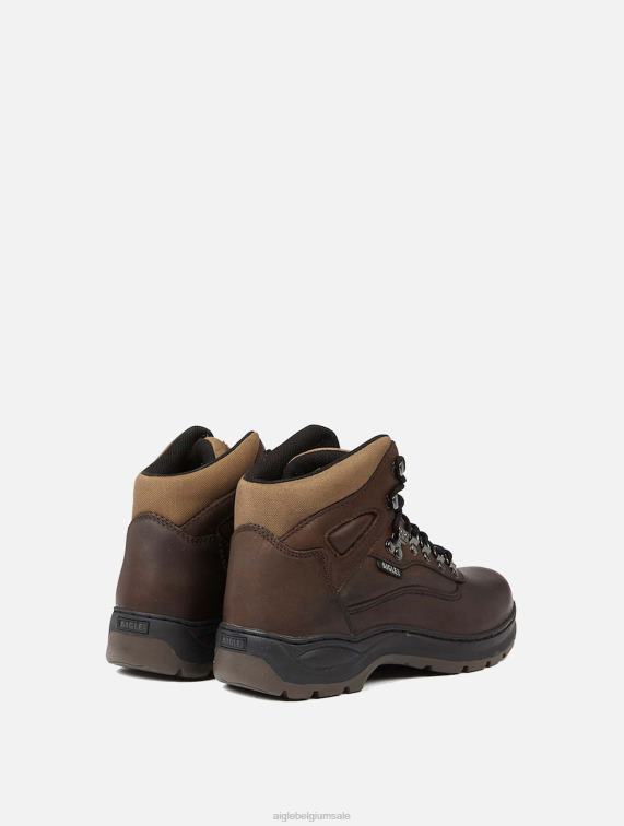 Heren schoenen marron Aigle enkelwandelschoenen rundleer J404Z310