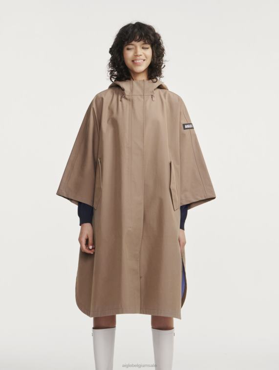 vrouwen kleren cappuccino Aigle oversized mtd-poncho J404Z478