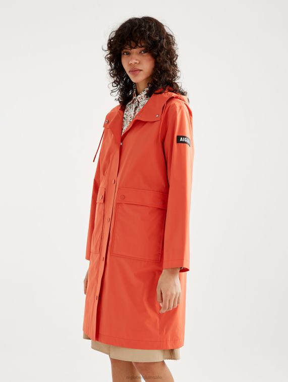 vrouwen kleren harissa Aigle mtd lange regenjas met capuchon J404Z461