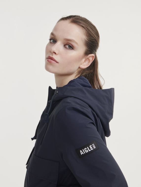 vrouwen kleren rijk Aigle kort gore-tex jack met capuchon J404Z430