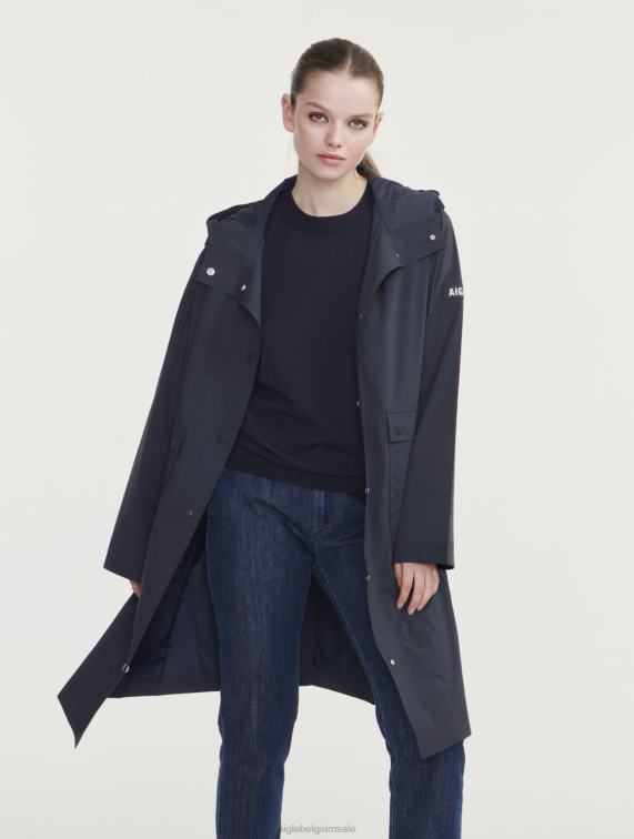 vrouwen kleren rijk Aigle mtd lange regenjas met capuchon J404Z438
