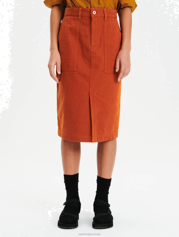 vrouwen kleren goudbruine Aigle Recht gesneden halflange rok J404Z674