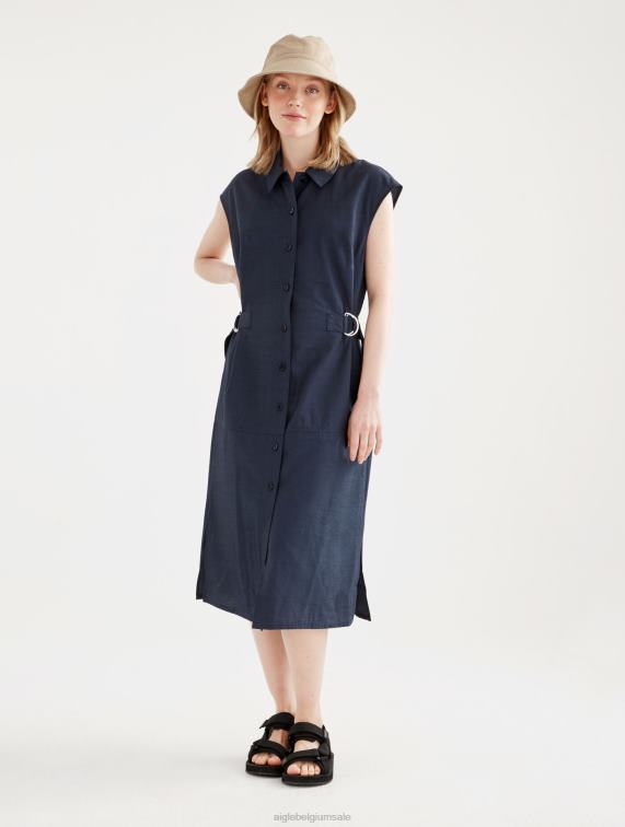 vrouwen kleren rijk Aigle aansluitende midi-jurk met knopen J404Z536